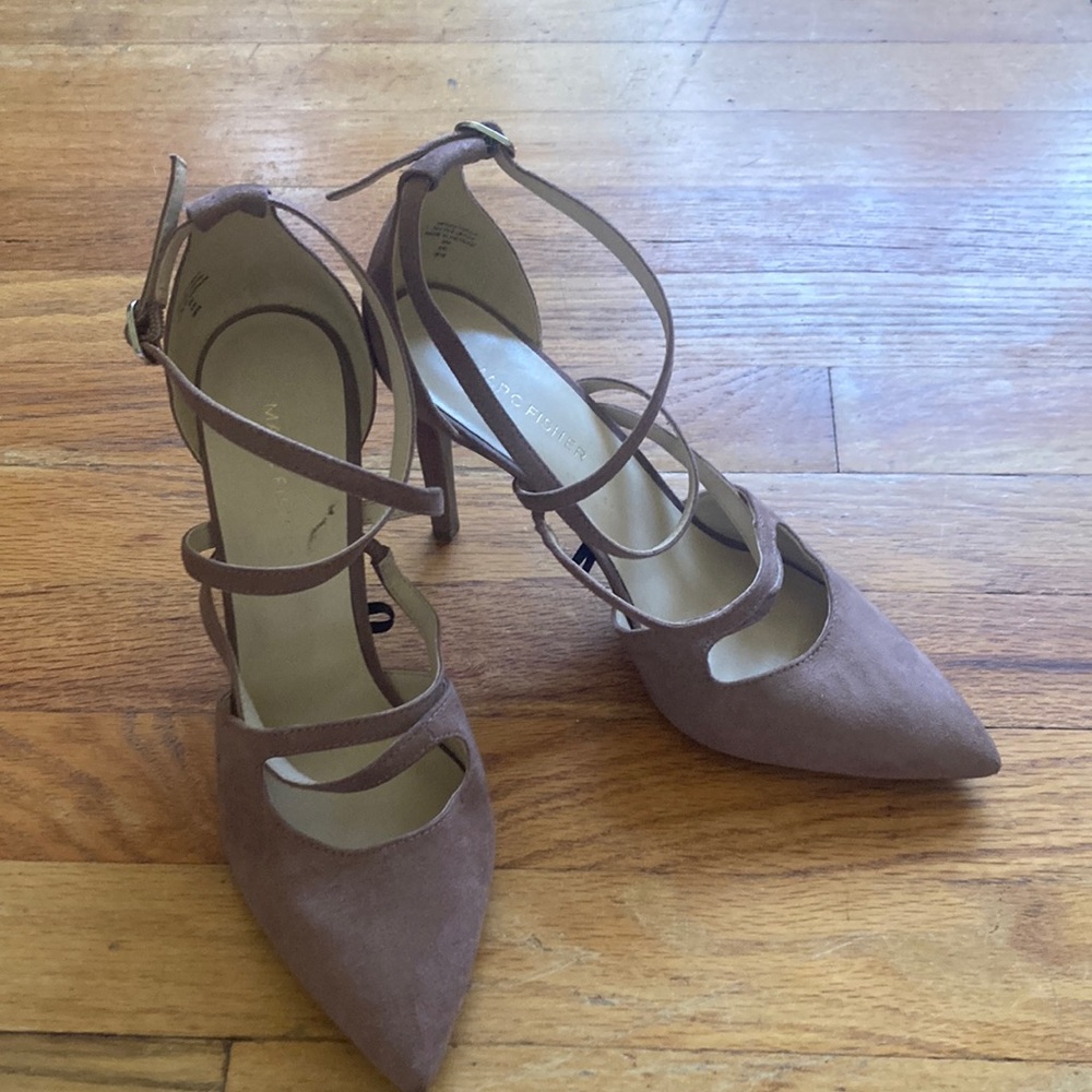 Marc Fisher Strappy Dusty Rose Pointed Toe Heels